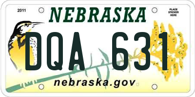 NE license plate DQA631