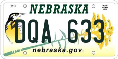 NE license plate DQA633