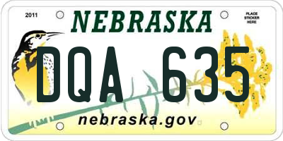 NE license plate DQA635
