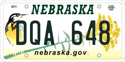 NE license plate DQA648