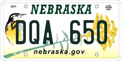NE license plate DQA650