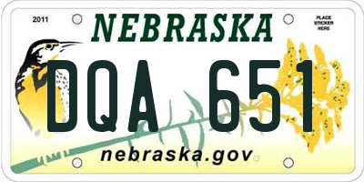 NE license plate DQA651