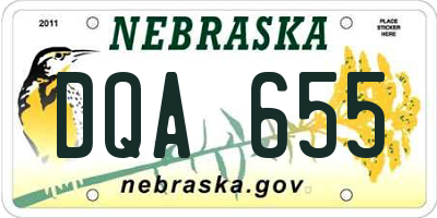 NE license plate DQA655