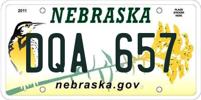 NE license plate DQA657