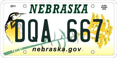 NE license plate DQA667