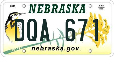 NE license plate DQA671