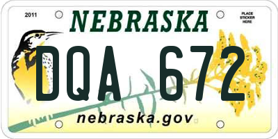 NE license plate DQA672
