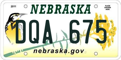 NE license plate DQA675