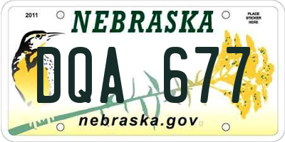 NE license plate DQA677