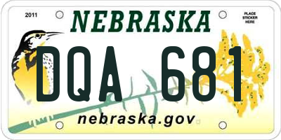 NE license plate DQA681