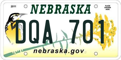 NE license plate DQA701