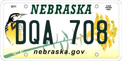NE license plate DQA708