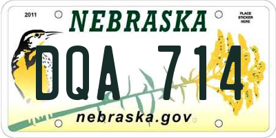 NE license plate DQA714