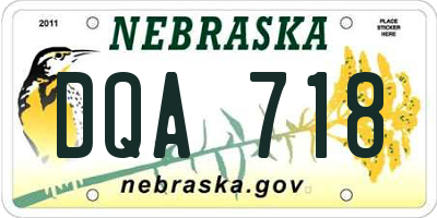 NE license plate DQA718