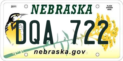 NE license plate DQA722