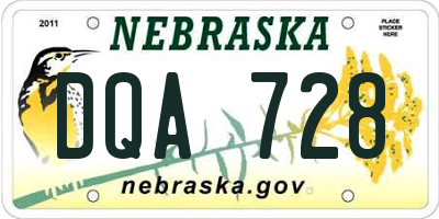 NE license plate DQA728
