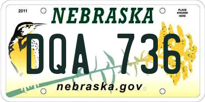 NE license plate DQA736