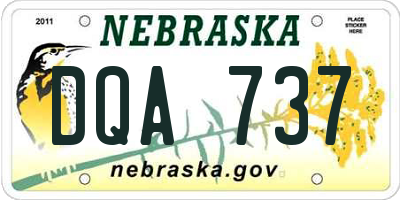 NE license plate DQA737