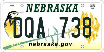 NE license plate DQA738