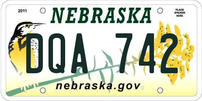 NE license plate DQA742