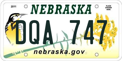 NE license plate DQA747