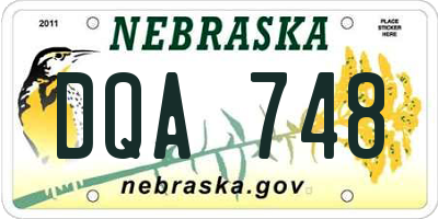 NE license plate DQA748