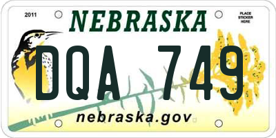 NE license plate DQA749