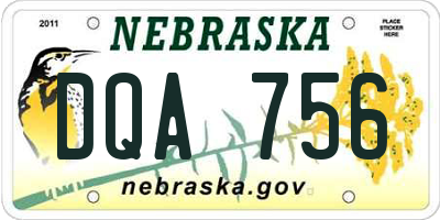 NE license plate DQA756