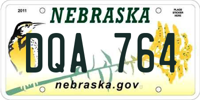 NE license plate DQA764