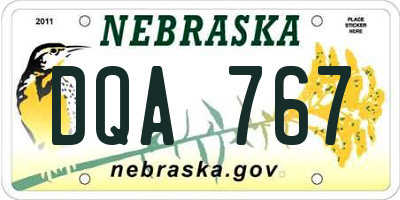 NE license plate DQA767