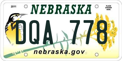 NE license plate DQA778