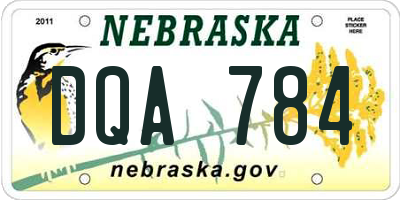 NE license plate DQA784