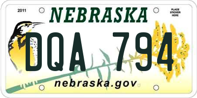 NE license plate DQA794