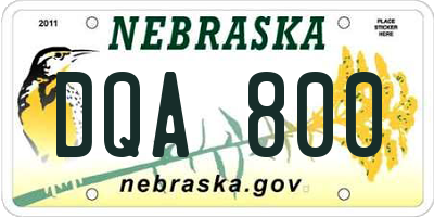 NE license plate DQA800