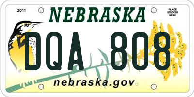 NE license plate DQA808