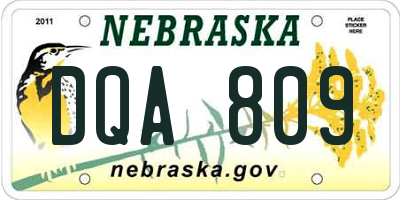NE license plate DQA809