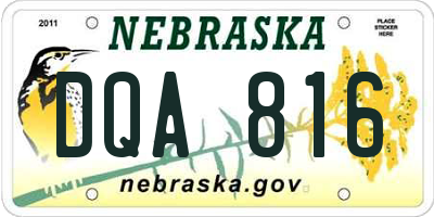 NE license plate DQA816