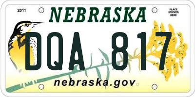 NE license plate DQA817