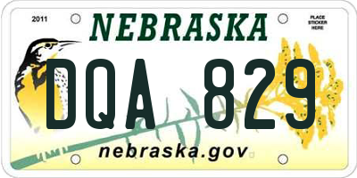 NE license plate DQA829