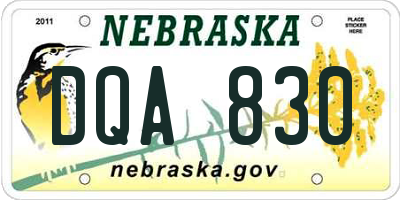 NE license plate DQA830