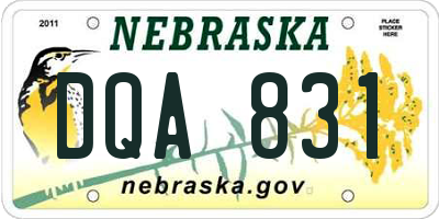 NE license plate DQA831