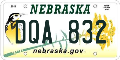 NE license plate DQA832