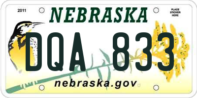 NE license plate DQA833