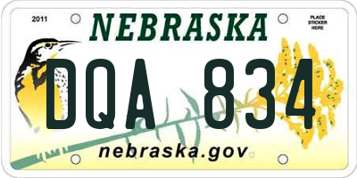 NE license plate DQA834