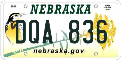 NE license plate DQA836