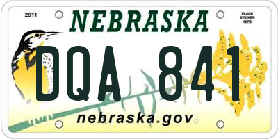 NE license plate DQA841