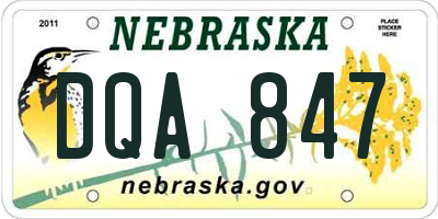 NE license plate DQA847