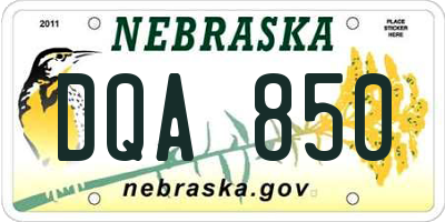 NE license plate DQA850