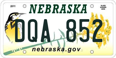 NE license plate DQA852
