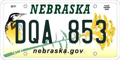 NE license plate DQA853